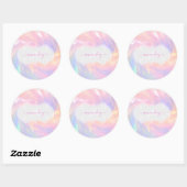 Naam Monogram Holografische Eenhoorn Roze Prinses Ronde Sticker (Vel)