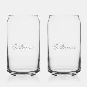 Naam & Monogram in grijstinten Blikvorm Glas