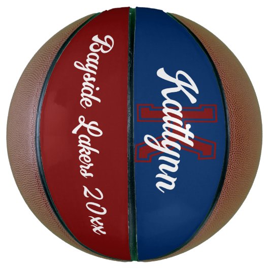 Naam monogram, initiaal en team maroon basketbal (Verticaal)