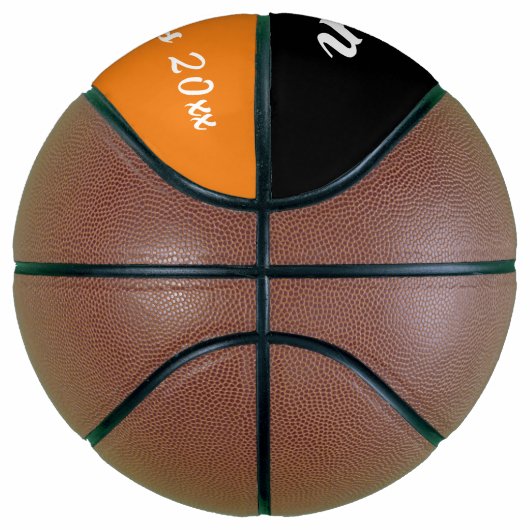 Naam monogram, initiaal en team zwart sinaasappel basketbal (Rechts)