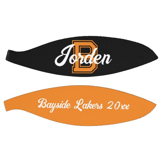 Naam monogram, initiaal en team zwart sinaasappel basketbal (Panelen)