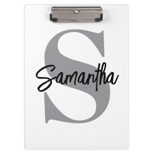 Naam Monogram Initiaal Klembord (Voorkant)