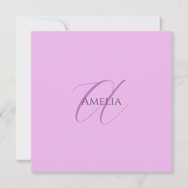 Naam Monogram Initiaal Letter Orchidee & Lila (Voorkant)