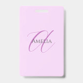 Naam Monogram Initiaal Letter Orchidee & Lila Badge (Achterkant)