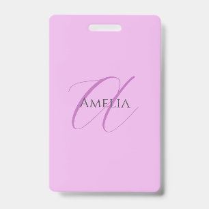 Naam Monogram Initiaal Letter Orchidee & Lila Badge