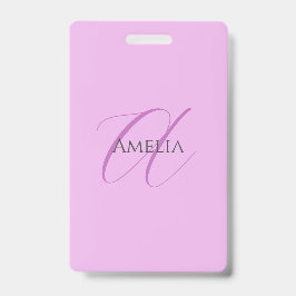 Naam Monogram Initiaal Letter Orchidee & Lila Badge