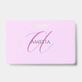 Naam Monogram Initiaal Letter Orchidee & Lila Badge (Achterkant)