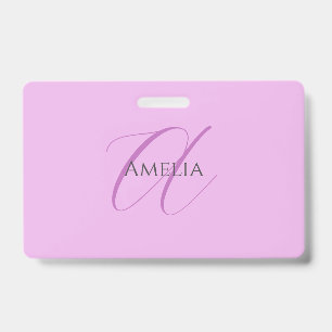 Naam Monogram Initiaal Letter Orchidee & Lila Badge