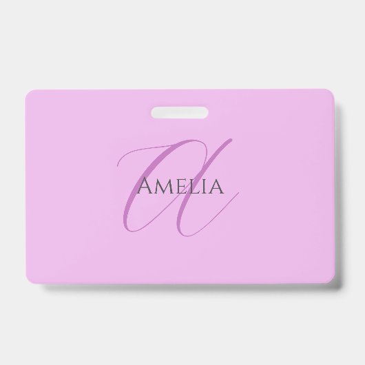 Naam Monogram Initiaal Letter Orchidee & Lila Badge (Voorzijde)