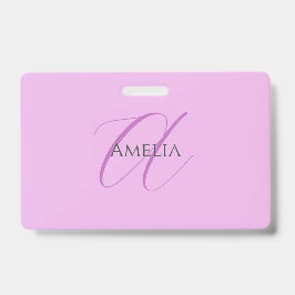 Naam Monogram Initiaal Letter Orchidee & Lila Badge