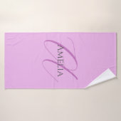 Naam Monogram Initiaal Letter Orchidee & Lila Badhanddoek (Badhanddoek)