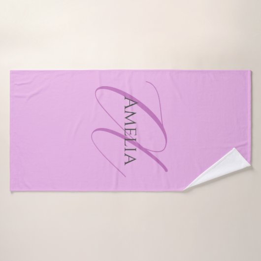 Naam Monogram Initiaal Letter Orchidee & Lila Badhanddoek (Badhanddoek)