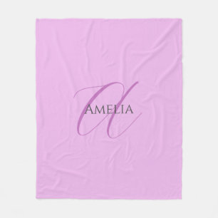 Naam Monogram Initiaal Letter Orchidee & Lila Fleece Deken