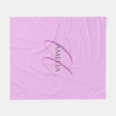 Naam Monogram Initiaal Letter Orchidee & Lila Fleece Deken (Voorkant (Horizontaal))
