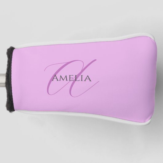 Naam Monogram Initiaal Letter Orchidee & Lila Golfheadcover (Voorkant)