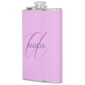 Naam Monogram Initiaal Letter Orchidee & Lila Heupfles (Links)