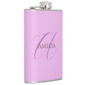 Naam Monogram Initiaal Letter Orchidee & Lila Heupfles (Rechts)