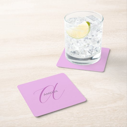 Naam Monogram Initiaal Letter Orchidee & Lila Kartonnen Onderzetters (Insitu)