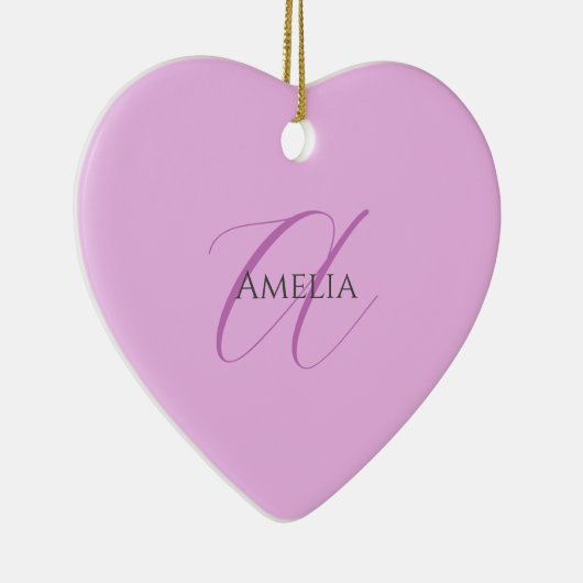 Naam Monogram Initiaal Letter Orchidee & Lila Keramisch Ornament (Rechts)