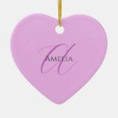 Naam Monogram Initiaal Letter Orchidee & Lila Keramisch Ornament (Voorkant)