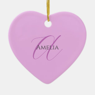 Naam Monogram Initiaal Letter Orchidee & Lila Keramisch Ornament