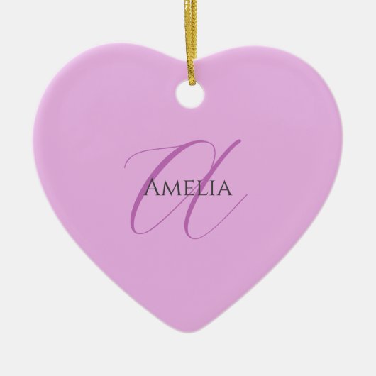 Naam Monogram Initiaal Letter Orchidee & Lila Keramisch Ornament (Voorkant)