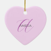 Naam Monogram Initiaal Letter Orchidee & Lila Keramisch Ornament (Achterkant)