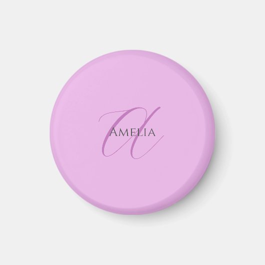 Naam Monogram Initiaal Letter Orchidee & Lila Magneet (Voorkant)