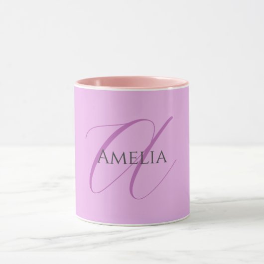 Naam Monogram Initiaal Letter Orchidee & Lila Mok (Midden)