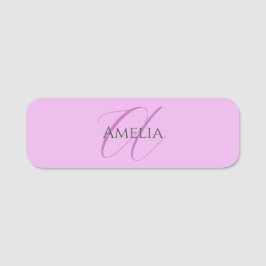 Naam Monogram Initiaal Letter Orchidee & Lila Naamplaatje