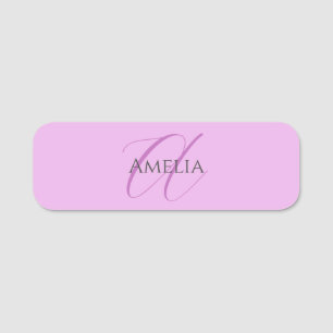 Naam Monogram Initiaal Letter Orchidee & Lila Naamplaatje