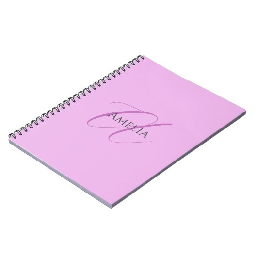 Naam Monogram Initiaal Letter Orchidee & Lila Notitieboek (Linkerzijde)