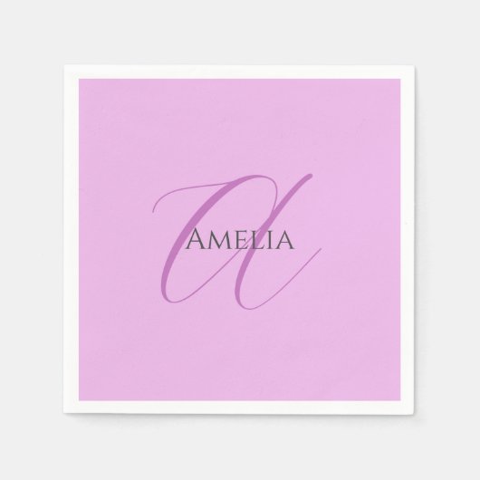 Naam Monogram Initiaal Letter Orchidee & Lila Servet (Voorkant)