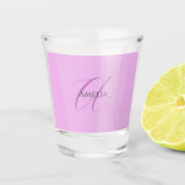 Naam Monogram Initiaal Letter Orchidee & Lila Shot Glas (Voorkant)