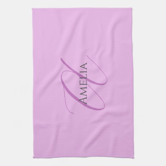 Naam Monogram Initiaal Letter Orchidee & Lila Theedoek (Verticaal)