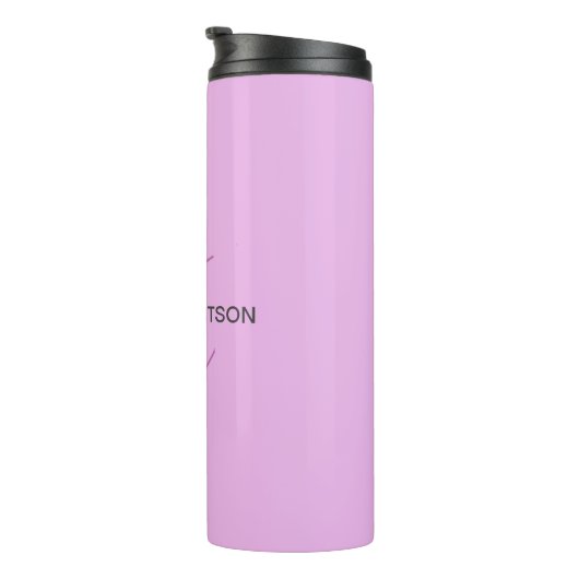 Naam Monogram Initiaal Letter Orchidee & Lila Thermosbeker (Geroteerd rechts)