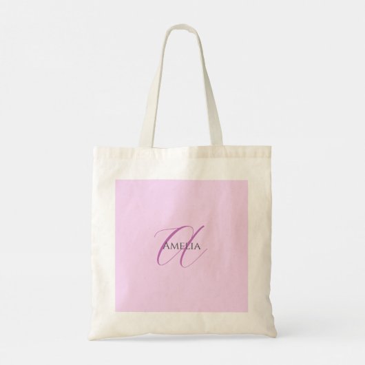 Naam Monogram Initiaal Letter Orchidee & Lila Tote Bag (Achterkant)