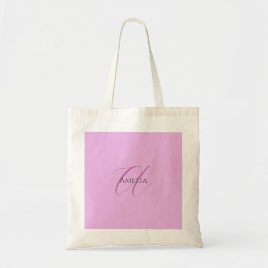 Naam Monogram Initiaal Letter Orchidee & Lila Tote Bag (Voorkant)
