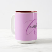Naam Monogram Initiaal Letter Orchidee & Lila Tweekleurige Koffiemok (Voorkant links)