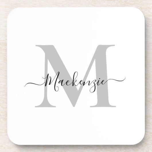 Naam Monogram Initiaal personaliseren Bier Onderzetter (Voorkant)