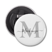 Naam Monogram Initiaal personaliseren Button Flesopener (Voorkant)