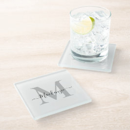 Naam Monogram Initiaal personaliseren Glazen Onderzetter