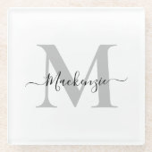 Naam Monogram Initiaal personaliseren Glazen Onderzetter (Voorkant)
