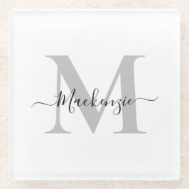 Naam Monogram Initiaal personaliseren Glazen Onderzetter