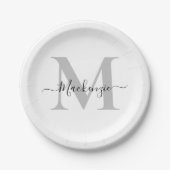 Naam Monogram Initiaal personaliseren Papieren Bordje (Voorkant)