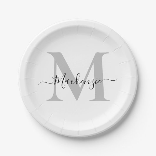 Naam Monogram Initiaal personaliseren Papieren Bordje (Voorkant)