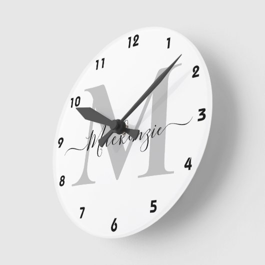Naam Monogram Initiaal personaliseren Ronde Klok (Hoek)