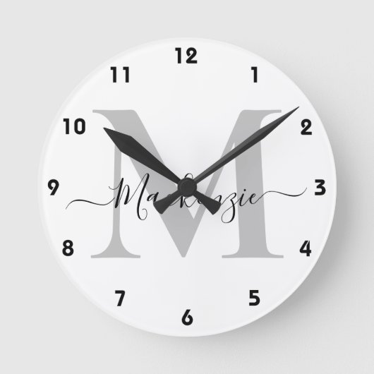 Naam Monogram Initiaal personaliseren Ronde Klok (Voorkant)