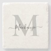 Naam Monogram Initiaal personaliseren Stenen Onderzetter (Voorkant)