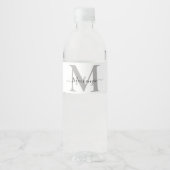 Naam Monogram Initiaal personaliseren Waterfles Etiket (Voorkant)